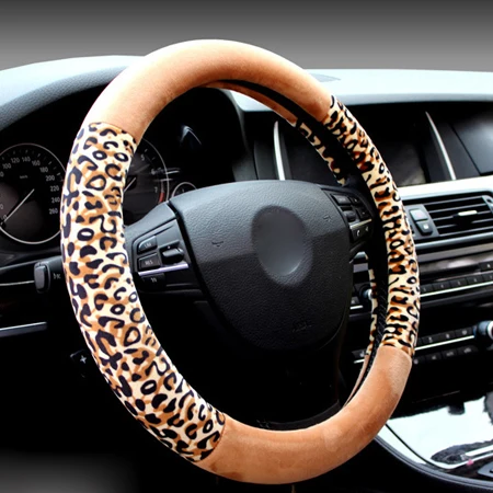 Winter 7 Kleuren Auto Stuurhoes Mode Luipaard Ontwerp Pluche Zachte Universele Vlecht Op De Stuurwiel Car styling