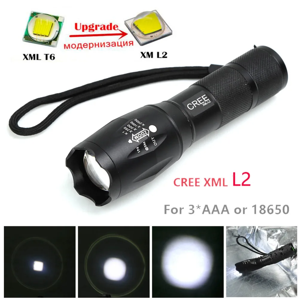 Anjoet CREE XML-L2 Chips tactical Flashlight LED Torch Zoomable Ultra Bright Handheld Water Resistant Torch +Holster Holder