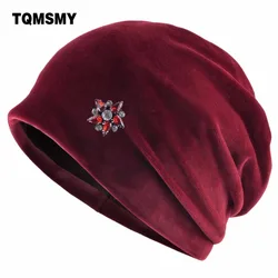 TQMSMY Dames Winter Hoeden Warm Fluwelen Ster Strass Vrouwen Skullies Hoeden voor Vrouwen Mutsen Cap Dames Mutsen Hoeden TMDH87