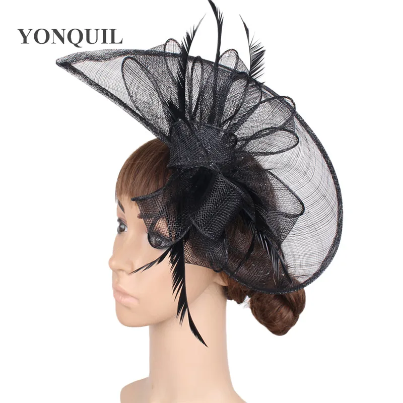 Betoverende Sinamay Bruiloft Hoeden Fascinators Bruid Hoofddeksels Fotografische Studio Hoed T-Platform Hoofddeksel Craft Bridal Chapeau Cap