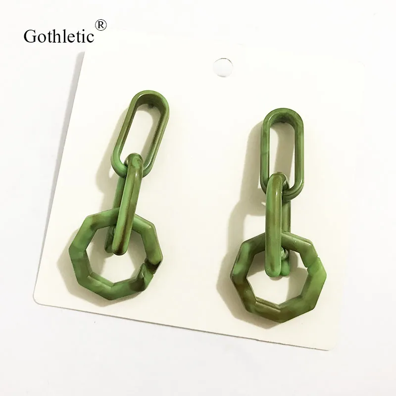 Gothletic Plastic Chain Link Drop Earring Marble-effect Geometric Earrings for Women Fashion Jewelry 2019 NEW