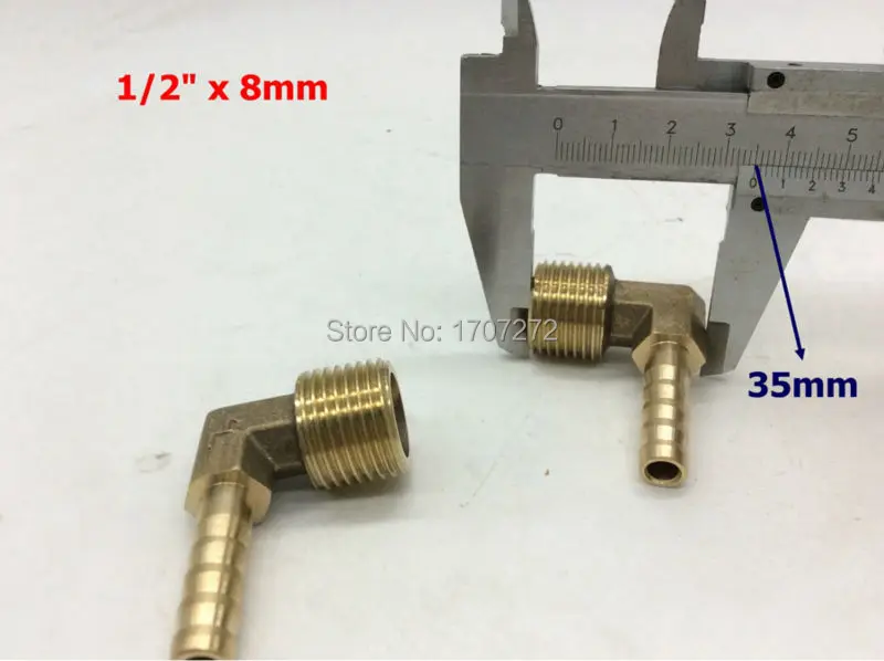 

free shipping 8mm Hose Barb x 1/2" inch Male BSP Thread Elbow Brass Barbed Fitting Coupler Connector Adapter, copper fitting