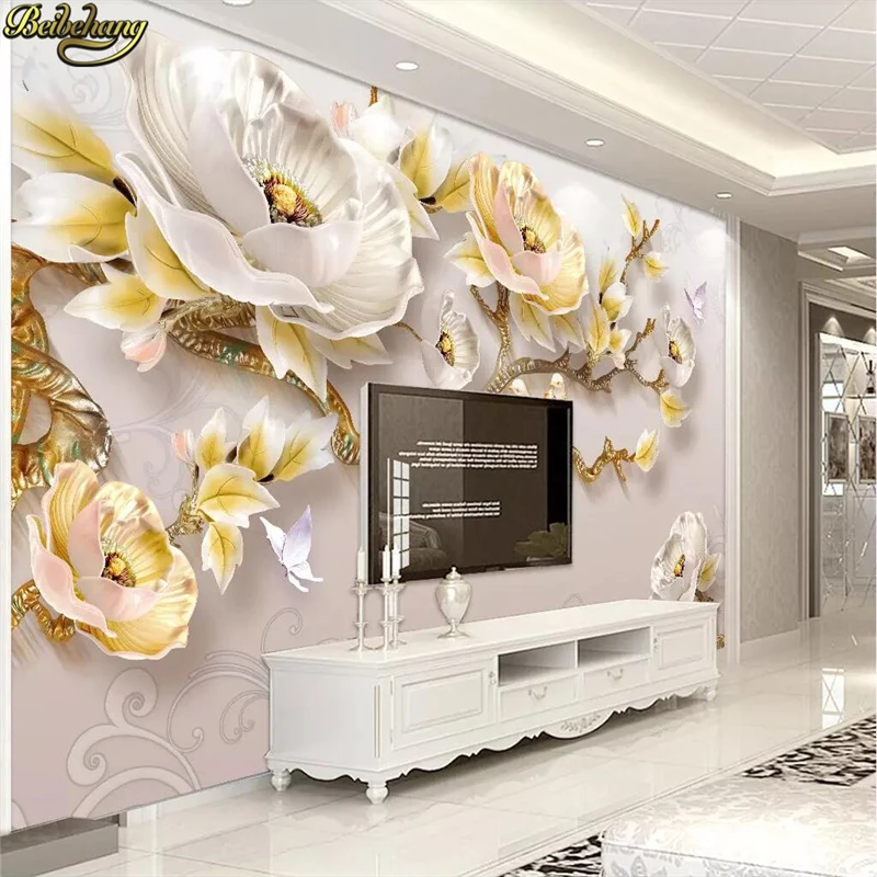 beibehang Custom Luxury European Embossed peony wallpapers for living room bedroom TV background 3D mural wall paper home decor