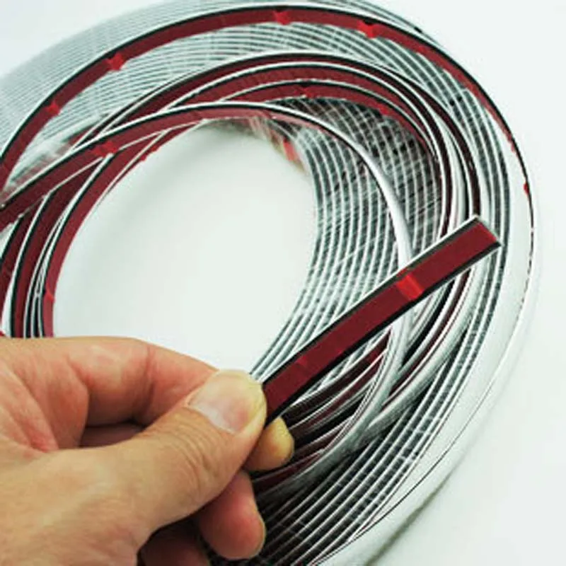 13M Car Chrome Body Strip Bumper Auto Door Window Protective Moulding Styling Flexible Trim Sticker 6MM 8MM 12MM 15MM 20MM 30MM