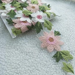 1 Yard Multi Handmade Flower Embroidery Lace Trim Tulle Wedding Hair Bow Clothes DIY Craft Lace Fabric Sewing