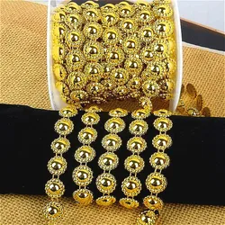 1YD/2YD 14mm Width Gold Pearl Round  Chain Trims Costume Applique Sewing