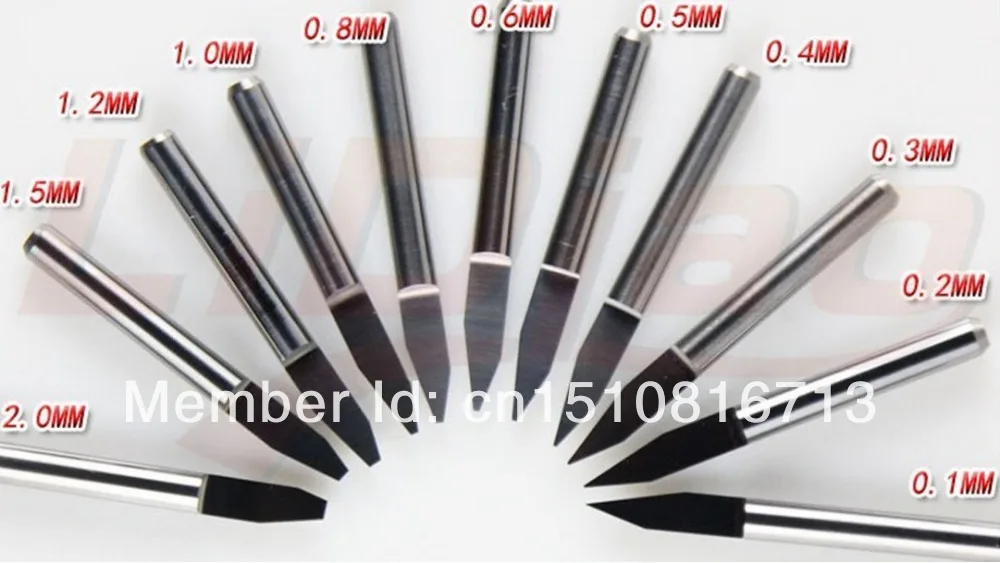 10pcs Carbide PCB Engraving Bits CNC Router Tool 10 Degree 10 0.1mm