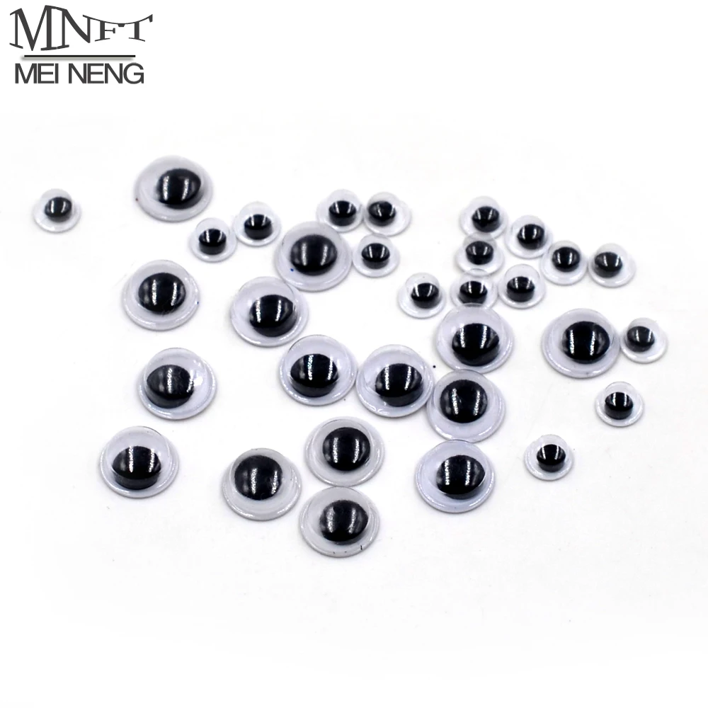 MNFT 100Pcs 6mm/8mm 3D Fishing Lure Eyes Black Movable Doll Eyes Fly Tying Material Holographic Eye DIY Fishing Accessories