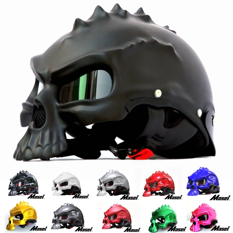 

Masei 15 color 489 Dual Use Skull Motorcycle Helmet Capacete Casco Novelty Retro Casque Motorbike Half Face Helmet free shipping