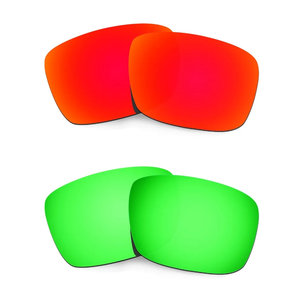 

HKUCO For Fuel Cell Sunglasses Polarized Replacement Lenses Red/Emerald Green 2 Pairs 100% UVA & UVB Protection