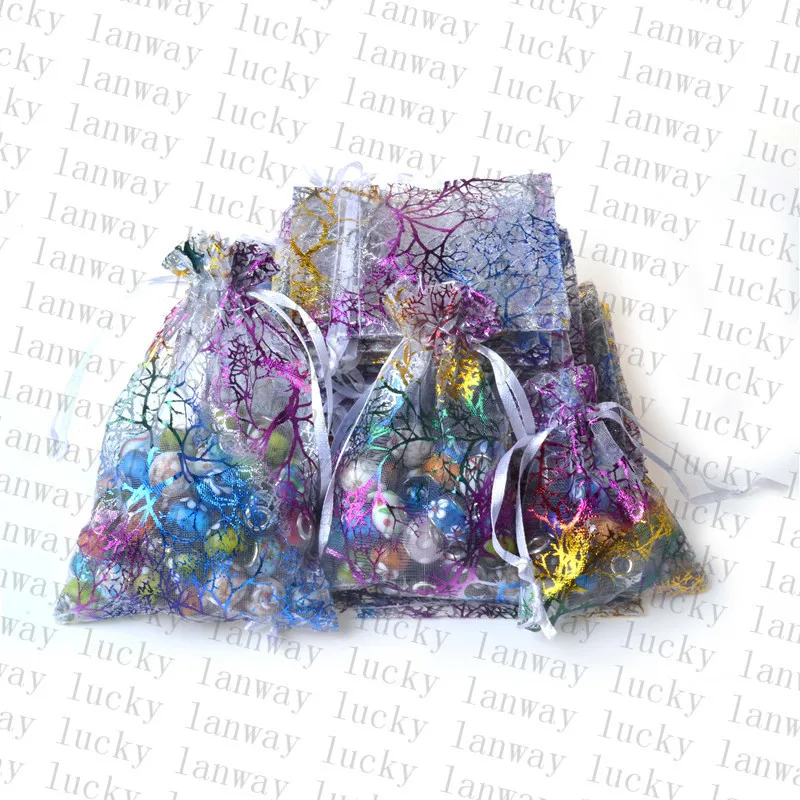 100 Pieces/Lot Organza Bag Jewelry Tulle Drawstring Bag Jewellry Packaging Display&Jewelry Pouches Wedding Gift Package