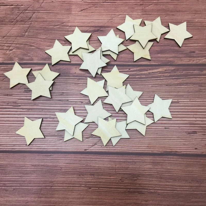 

200 pcs mini 3cm wooden star bead handmade wooden gift wood crafts diy wood accessory