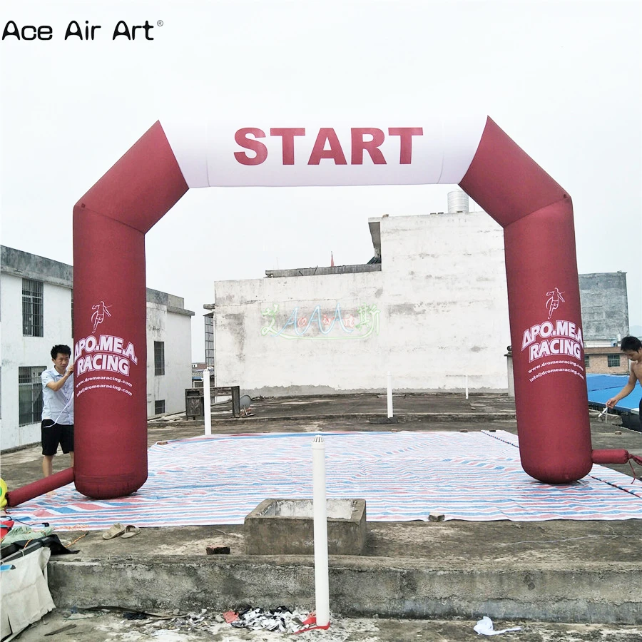 

High Quality Burgundy Inflatable Start Line Arch with Free Design for Running