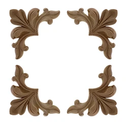 Runbazef European Solid Wood Decoration Appliques Carved Corner Flower Door Furniture Accessories Decals Wooden Home Decor
