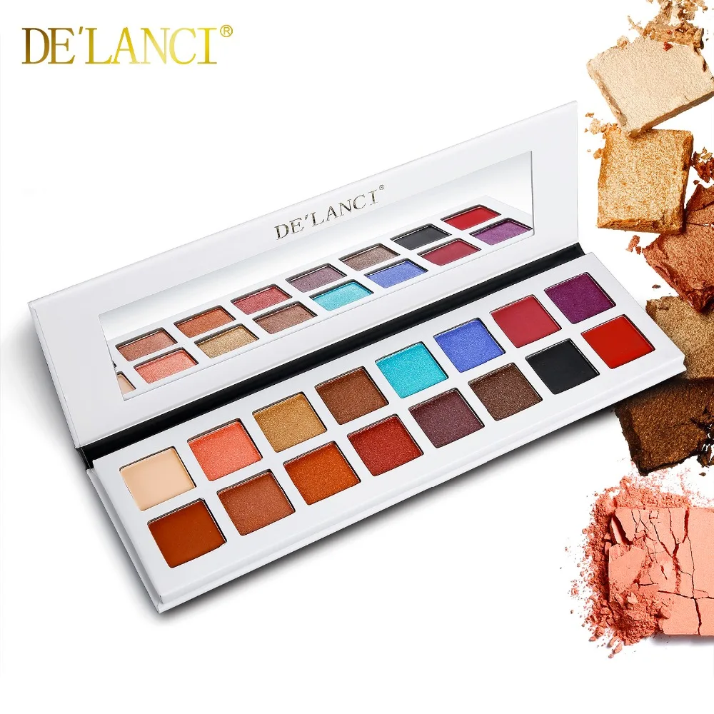 DE\'LANCI Pro Eyeshadow Palette 11 Shimmer 5 Matte Colors Makeup Eye Shadow- Highly Pigmented Multi-Colour Private Label Cosmetic