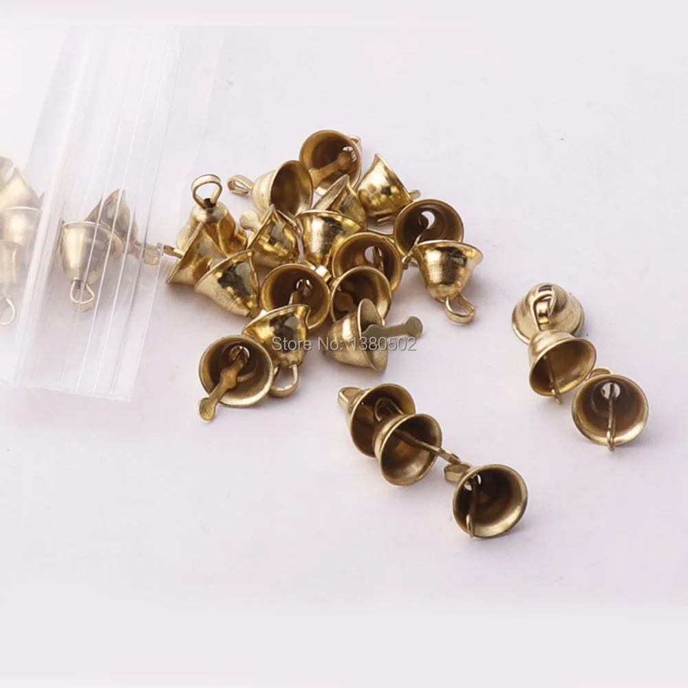 100pcs/lot Small Size Gold Color 6*8mm Small Bell Iron Loose Beads Christmas Decoration Jewelry Accessories