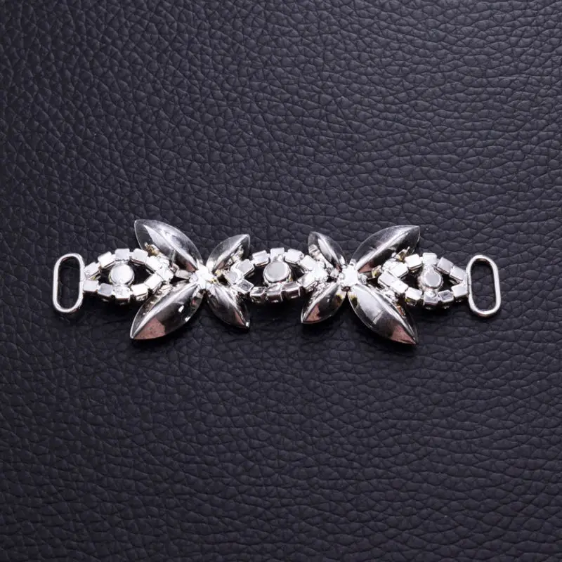 2pcs Butterfly Shining Sexy Rhinestone Bikini Connector Buckle Copper Chain Fit For Pin Up Silver Plated Strass DIY Accessories