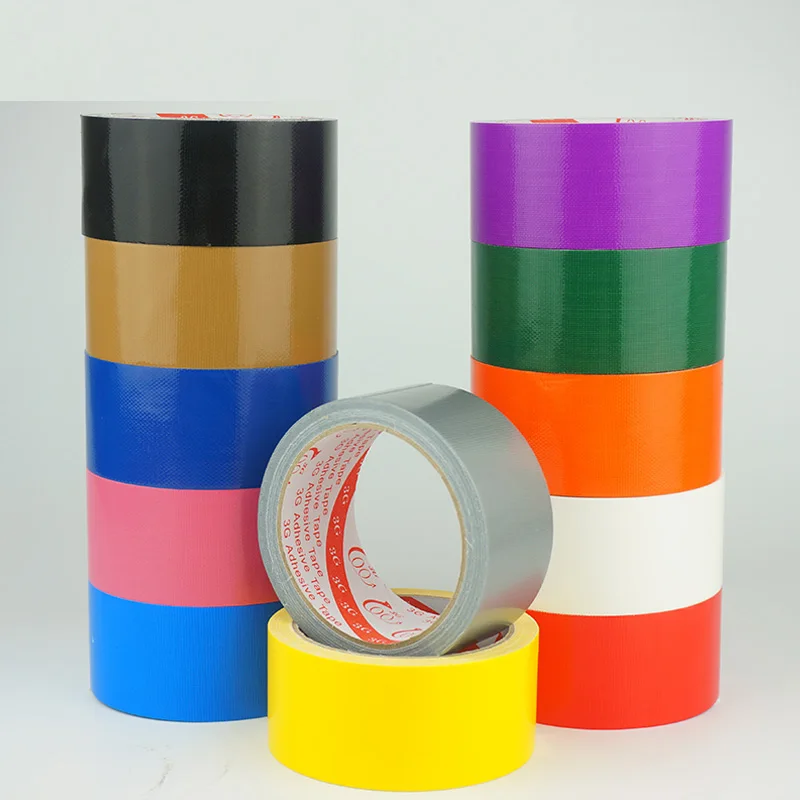 Custom Single Side Self-adhesive Duct Tape 10mm - 1050mm Red Yellow Blue Green Black Brown Silver Grey White Purple Pink Orange