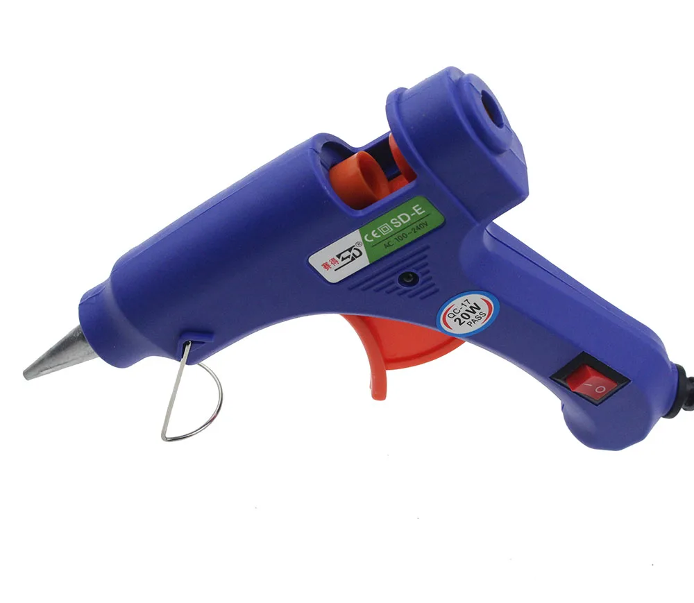 High Temp Heater Melt Hot Glue Gun 20W Repair Tool Heat Gun Blue Mini Gun With Trigger US/EU plug 100-220V