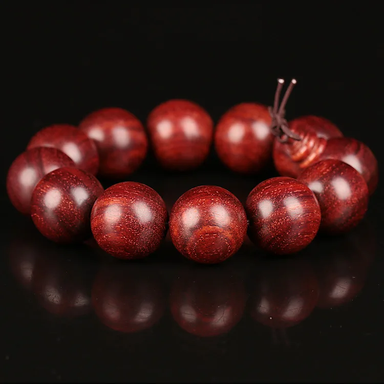 Natural African Zambian Red Sandalwood Wood Tibetan Buddhist Scriptures Big Beads Bracelet Prayer Beads Men Jewelry