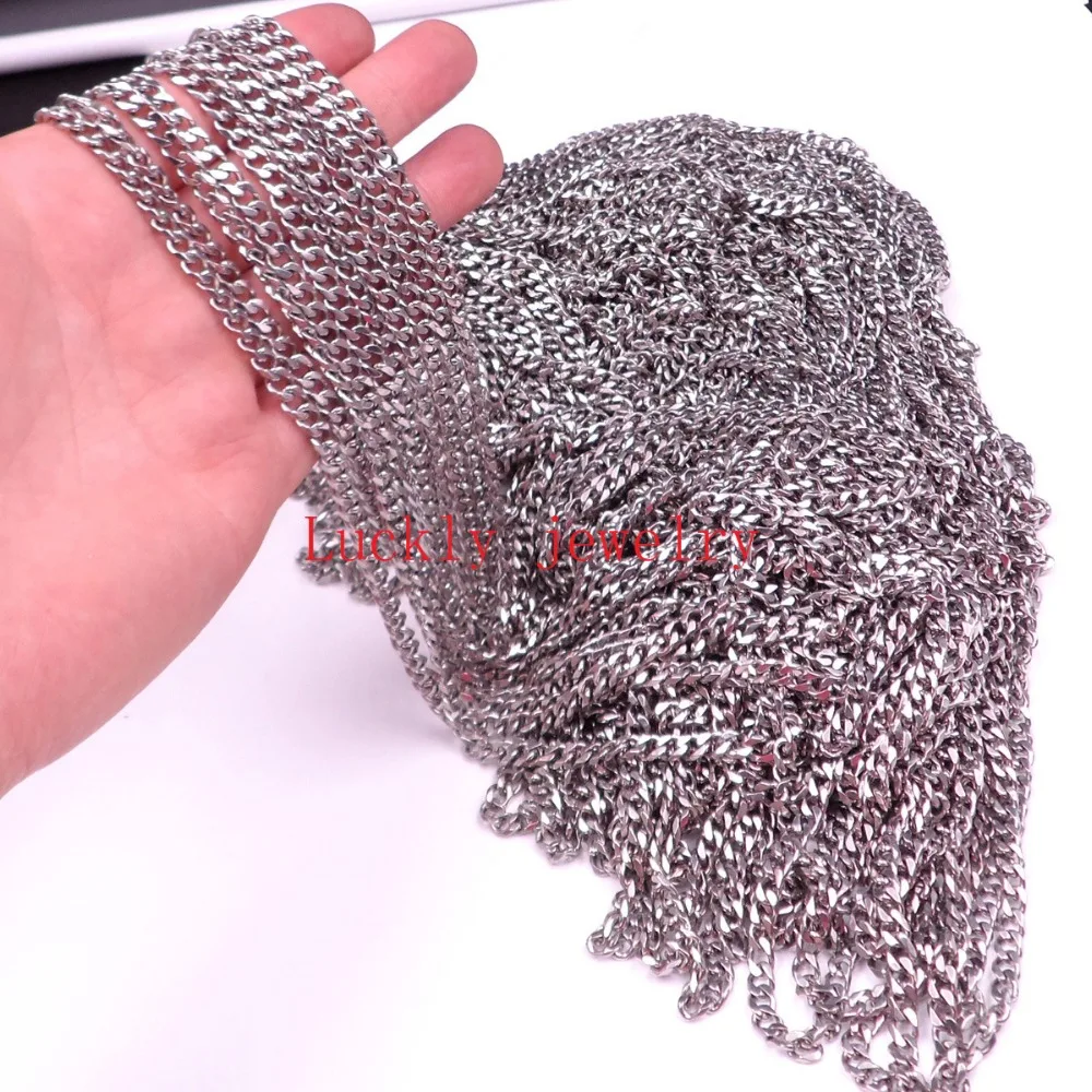 

5mm Wide in bulk 3 Meters Lot Stainless Steel Curb Link Chain Jewelry Finding /Marking DIY