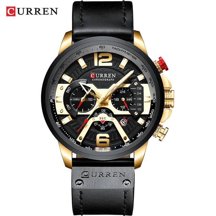 2021 CURREN Männer Uhren Top-marke Luxus Blau Leder Chronograph Sport Uhr Für Männer Mode Datum Wasserdichte Uhr Reloj Hombre