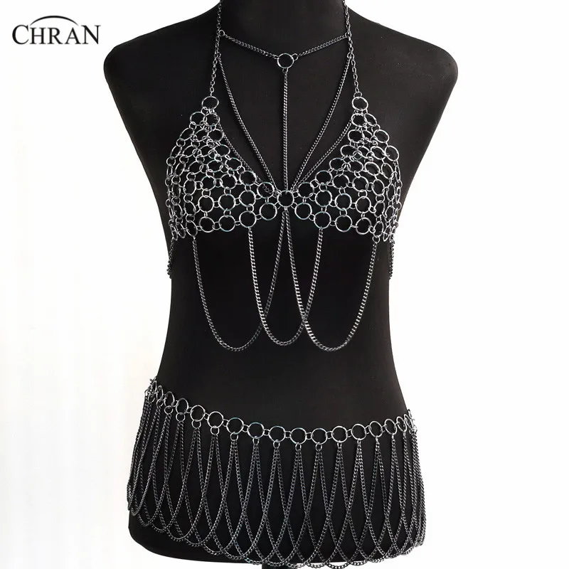 

Chran Harness Belly Chains Waist Body Bikini Wear Skirt Sexy Beach Chain Bra Bralette Slave Halter Necklace Dress Decor CRB4125