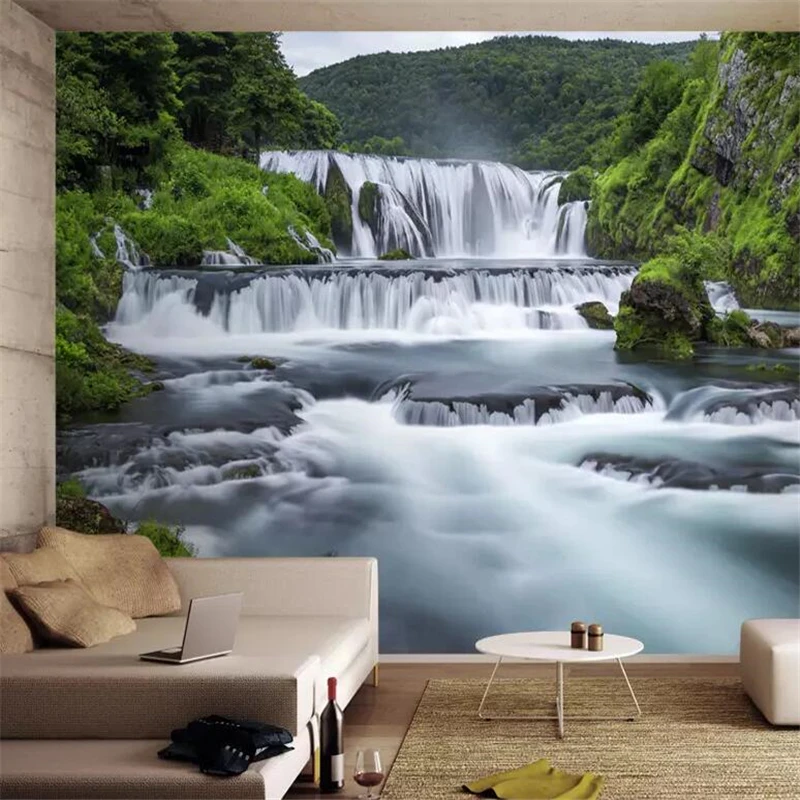 

Custom Mural Wallpaper Forest Falls Landscape Background Wall