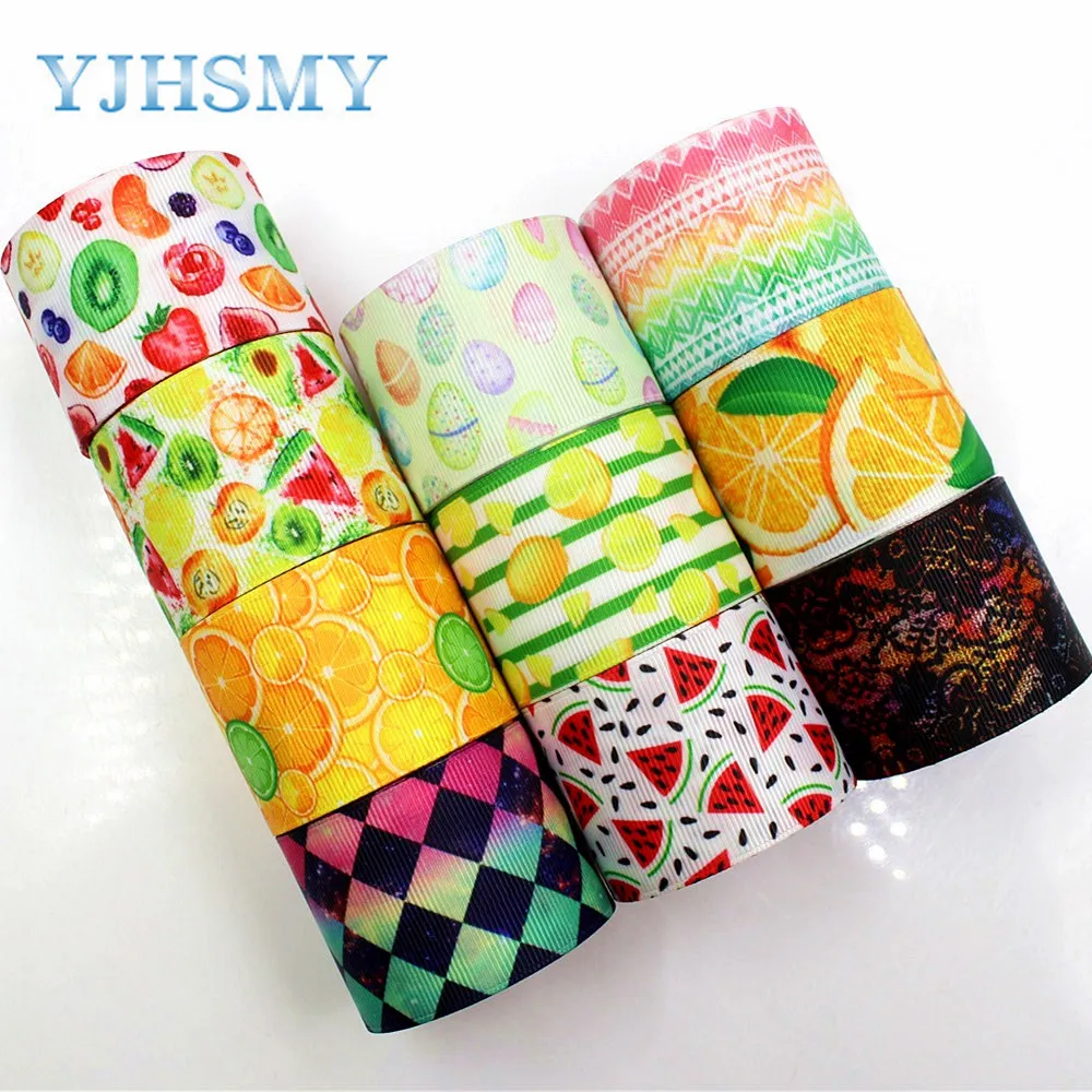 YJHSMY C-18111-145,38 mm 5 Yards Fruit series Printed grosgrain ribbons,DIY handmade Hair accessories wedding gift wrap Material