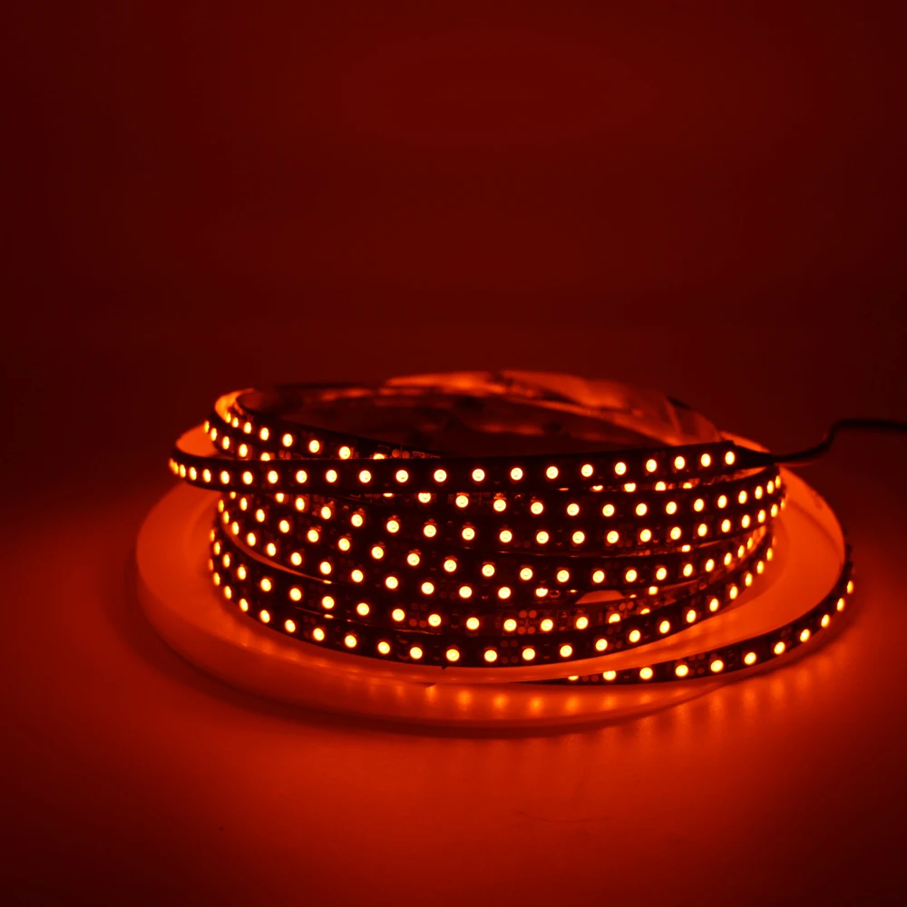 Neon Flexible led strip light 600nm True Orange no Amber Yellow SMD 5050 3528 SMD 120leds/m black PCB Diode Tape rope lights 5m