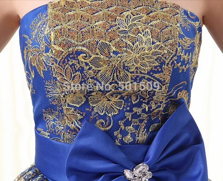 freeship blue golden sequins embroidery beading long bow knot vintage medieval dress Renaissance princess costume Victorian