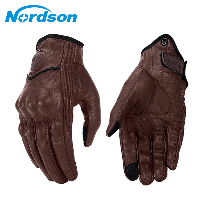 Nordson Retro Motorcycle For Gloves Men Leather Waterproof Winter Touch Screen Motocross Gloves Full Finger Motorbike