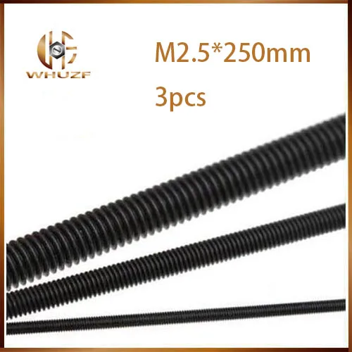 

M2.5*250 M3x250 M4*250 M4x250mm 8.8 Grade Black Zinc Plated Carbon Steel DIN975 Full Metric Thread Bolt Shaft Rod Bar Stud