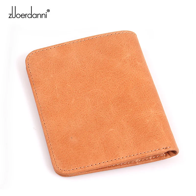 Ultra-thin mini wallet men short purse Retro leather vertical purses female slim wallet high quality A605-1