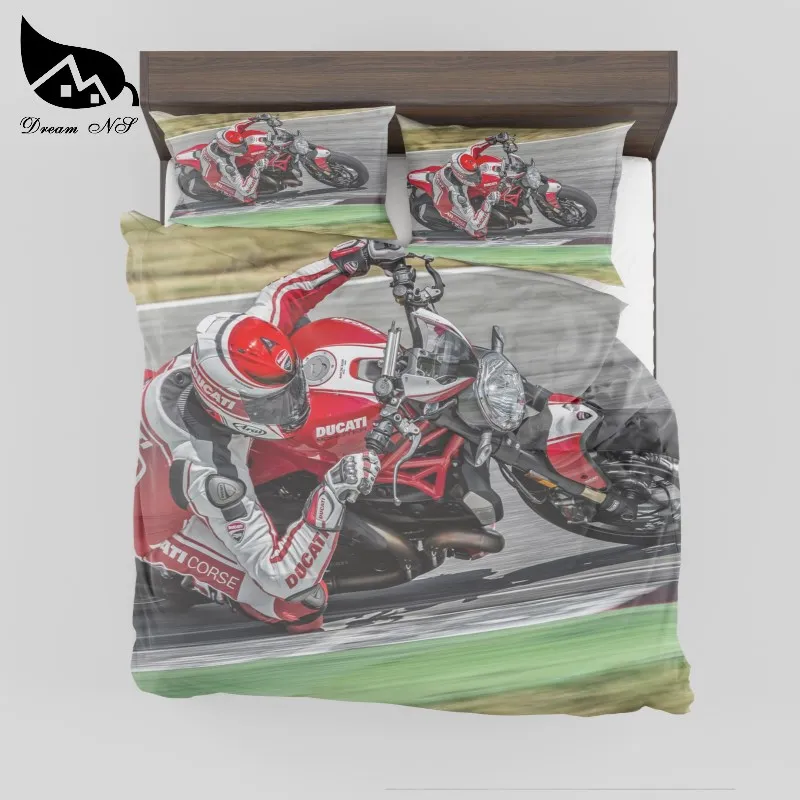 

Dream NS High Definition 3D Bedding Set Digital Print Motorcycle Racing Quilt Cover Custom Home Textiles Bedclothes King Bed