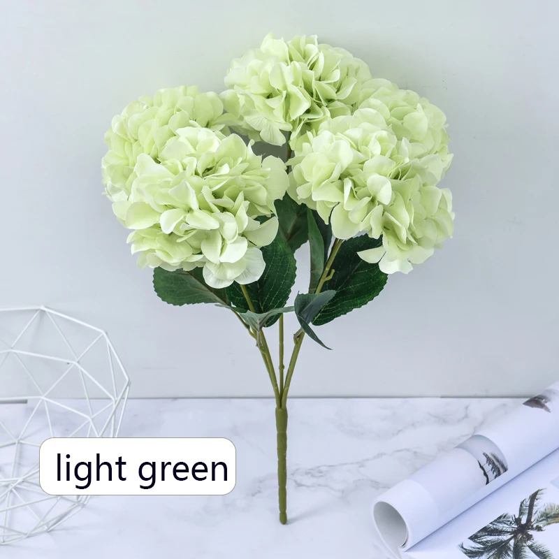 Artificial Hydrangea Silk Flowers for Home Decoration, Artificial Flower Wall, Wedding Decoration, Marriage Wreath, 5 Heads