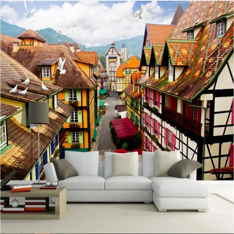 

wellyu Custom large - scale murals exotic European and American architectural 3D TV background wall non - woven wallpaper