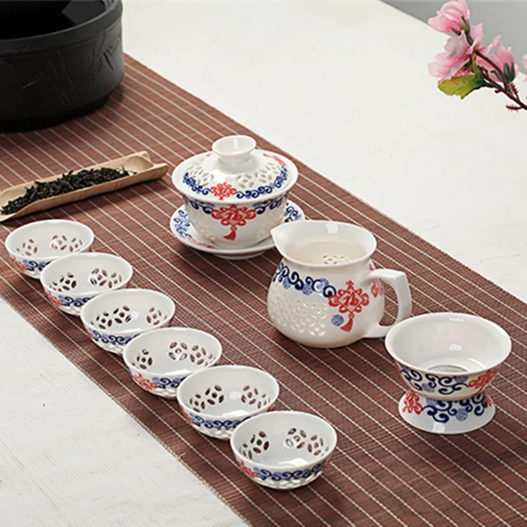 Imagem -03 - Azul e Branco Requintado Cerâmica Bule Chaleiras Xícara de Chá Porcelana Chinês Kung fu Conjunto de Chá Drinkware