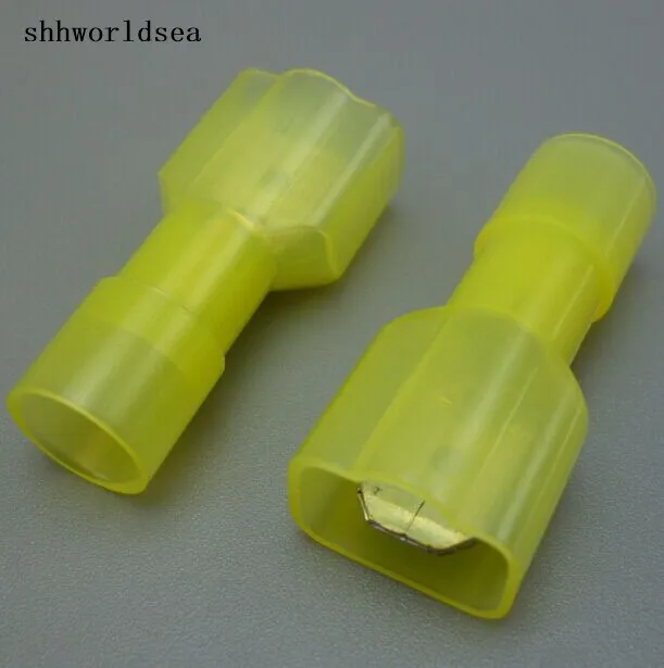 

shhworldsea 500pcs male yellow Spade Crimp Connector Wire Terminal for 12-10AGW wire