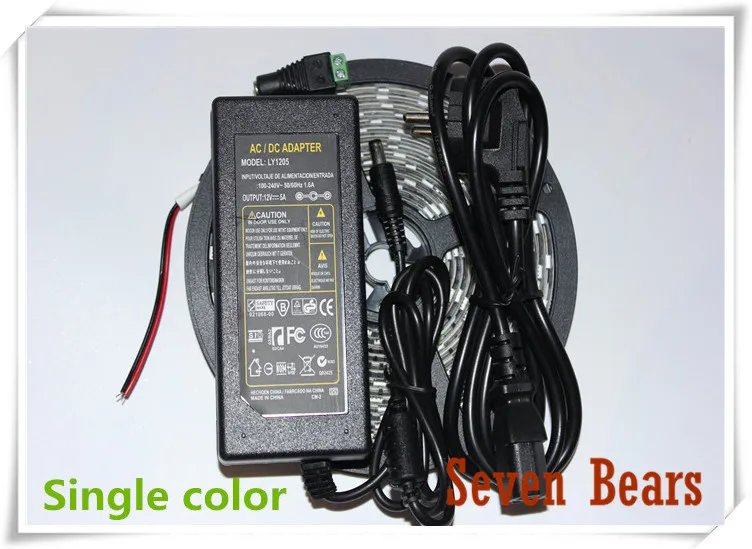 RGB Led Strip 5050 Flexible LED Light 5M 300leds SMD + 44 Key Remote Controller + 12V5A Power Adapter Transformer Free Shipping