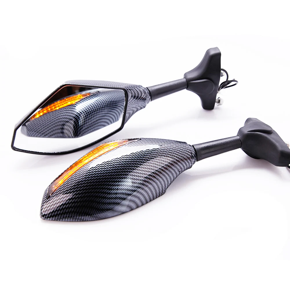 BLACK CARBON LED TURN SIGNAL MIRRORS FOR YAMAHA YZF R6 FZ1 FZ6 600R R3