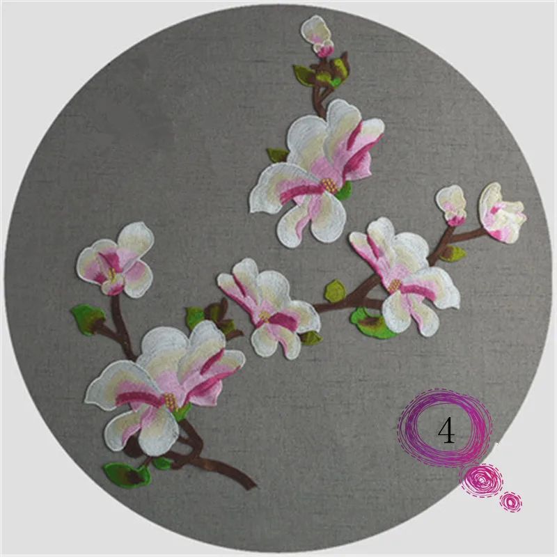 MAXSIN FUN Embroidered Magnolia Cloth Patch Clothes Patch Decals Clothing Handmade DIY Hole Decoration Accessories Stickers