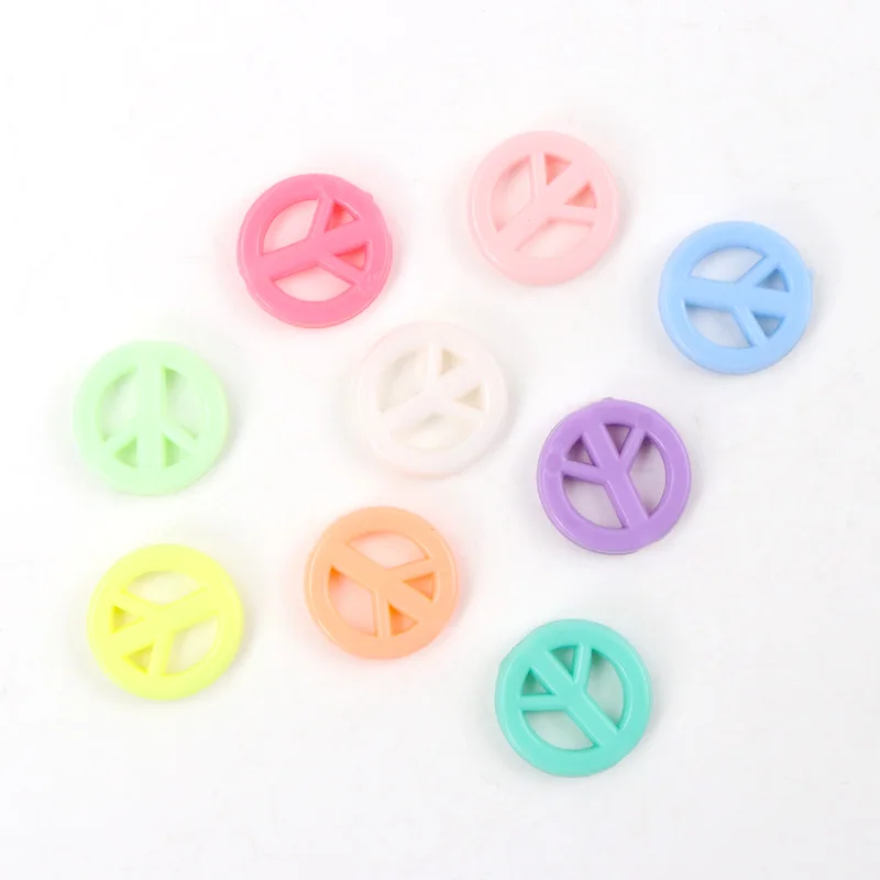 Peace mark Lucky Color Acrylic Round Spacer Loose Beads For Jewelry Handmade DIY Mixed 16mm 20mm 50PCS