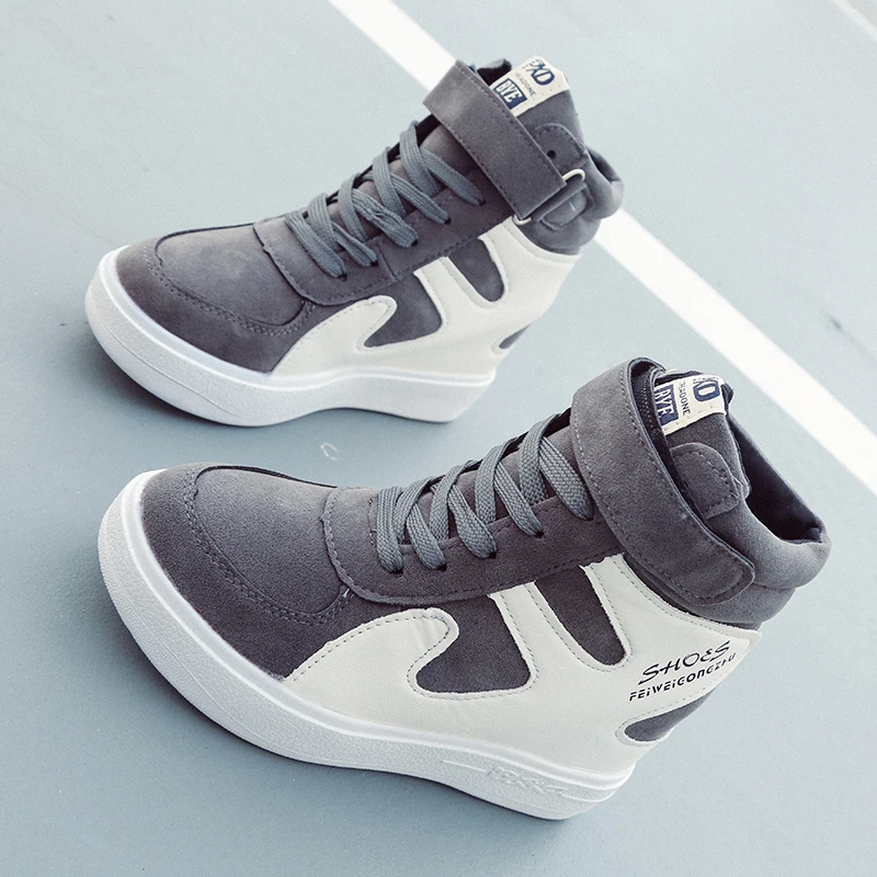 Height Increasing Casual Women Shoes Suede Leather Black White Platform Sneakers Women 2024 Ladies Shoes Woman Chaussures Femme