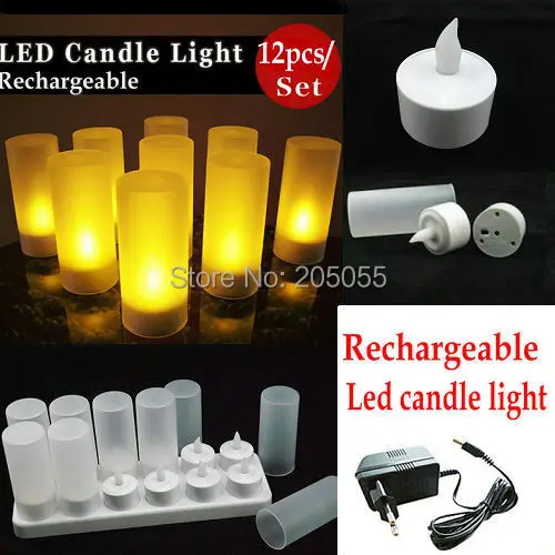 

12pcs Rechargeable led candles Flameless Tea Light electric candle waxless lamp valentine birthday wedding church decor-AMBER