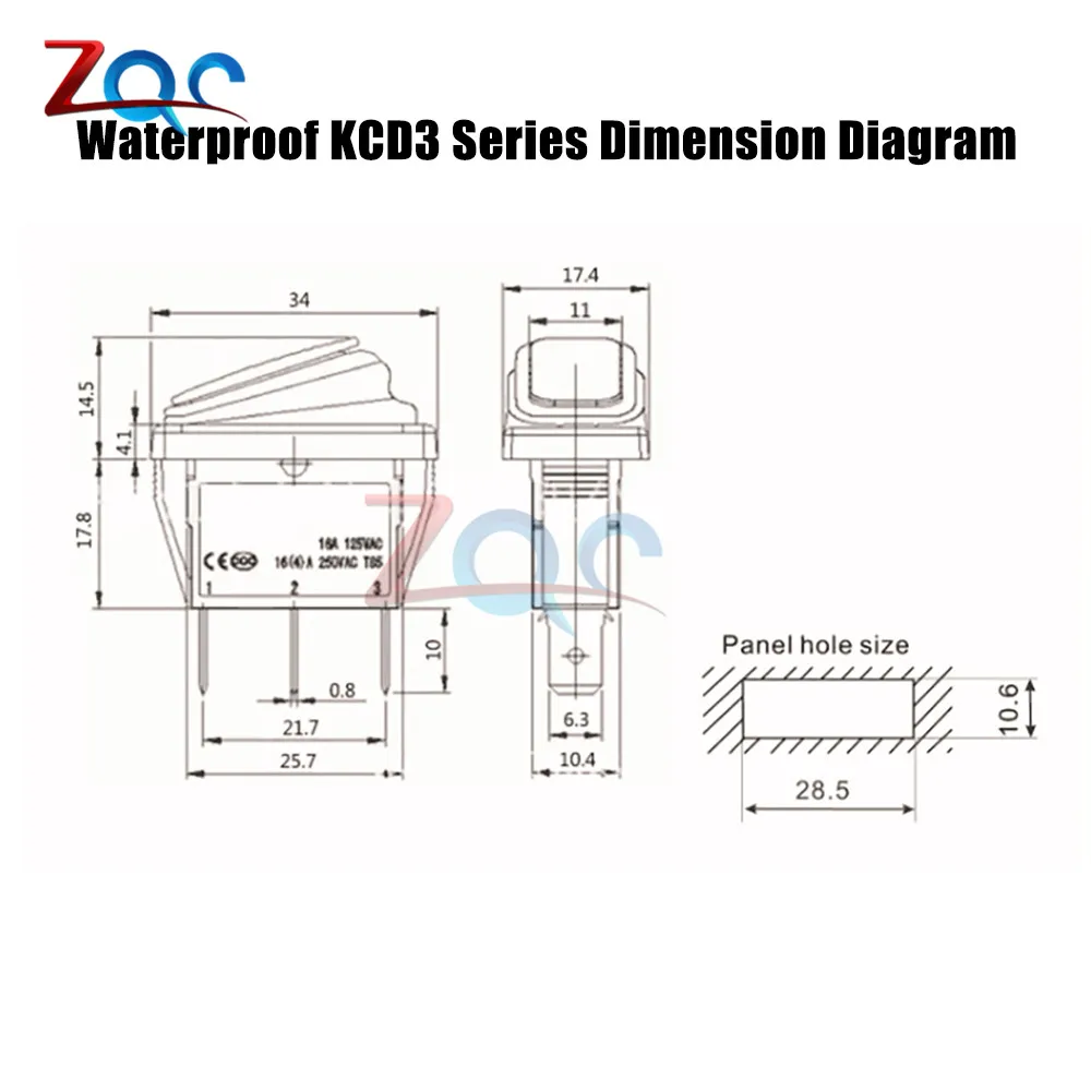 KCD3 Rocker Switch ON-OFF 2 3 Position 2 3 pin 3Pin 2Pin Electrical Equipment Light Power Switch 16A/250V 15A/250V AC Waterproof