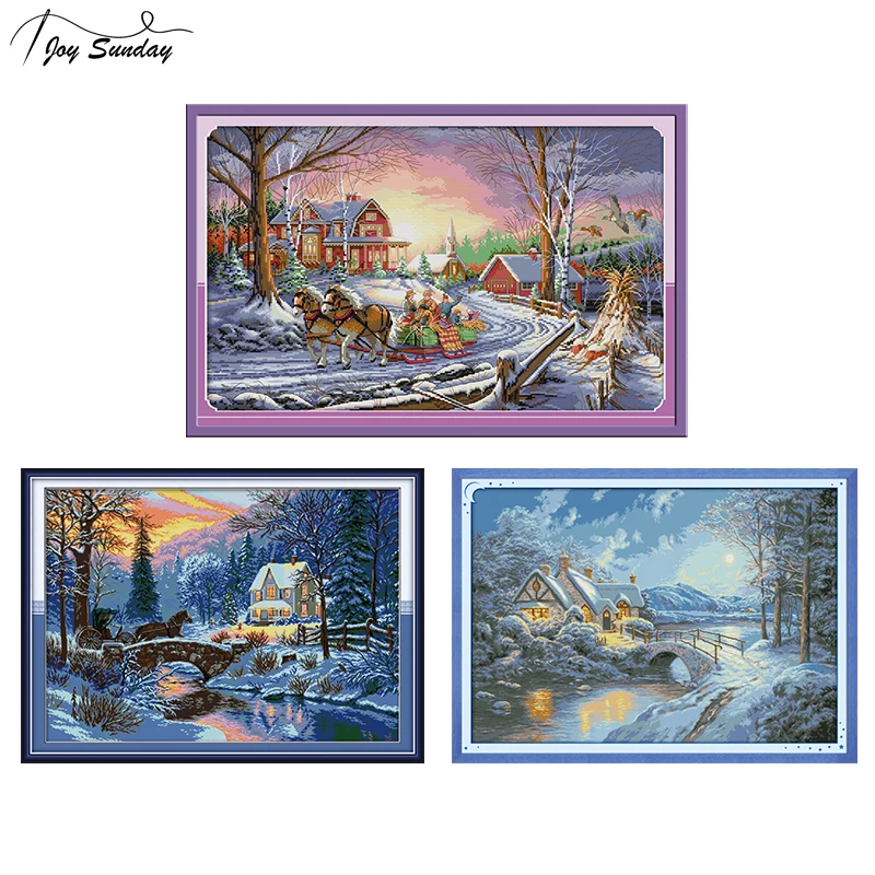 

Joy Sunday Cross Stitch Landscape Homeland 14 ct 11 ct Aida Fabric DMC Printed Canvas Crossstitch Thread Needles Embroidery Kit