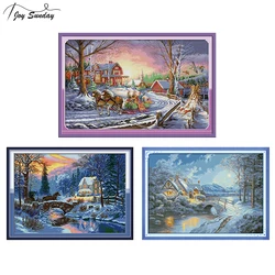 Gioia Domenica Punto Croce Paesaggio Patria 14 ct 11 ct Aida Tessuto DMC Stampato Tela Crossstitch Filo Aghi Per Kit di Ricamo