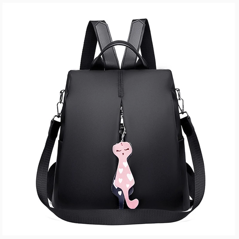 Yogodlns Frauen Rucksack Neue Mode Oxford Tasche Einfarbig Reise Rucksack Damen Kleinen Rucksack Mit Katze Anhänger – Detail 25