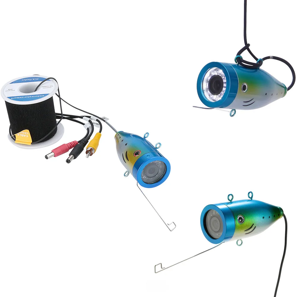 Kit de caméra vidéo de pêche sous-marine, lumières de lampe blanche LED, détecteur de poisson sous l\'eau, 20m, 7 pouces, 1000tvl, 12 pièces